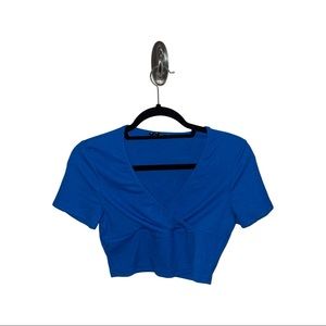Royal Blue Criss-Cross Cropped T-Shirt